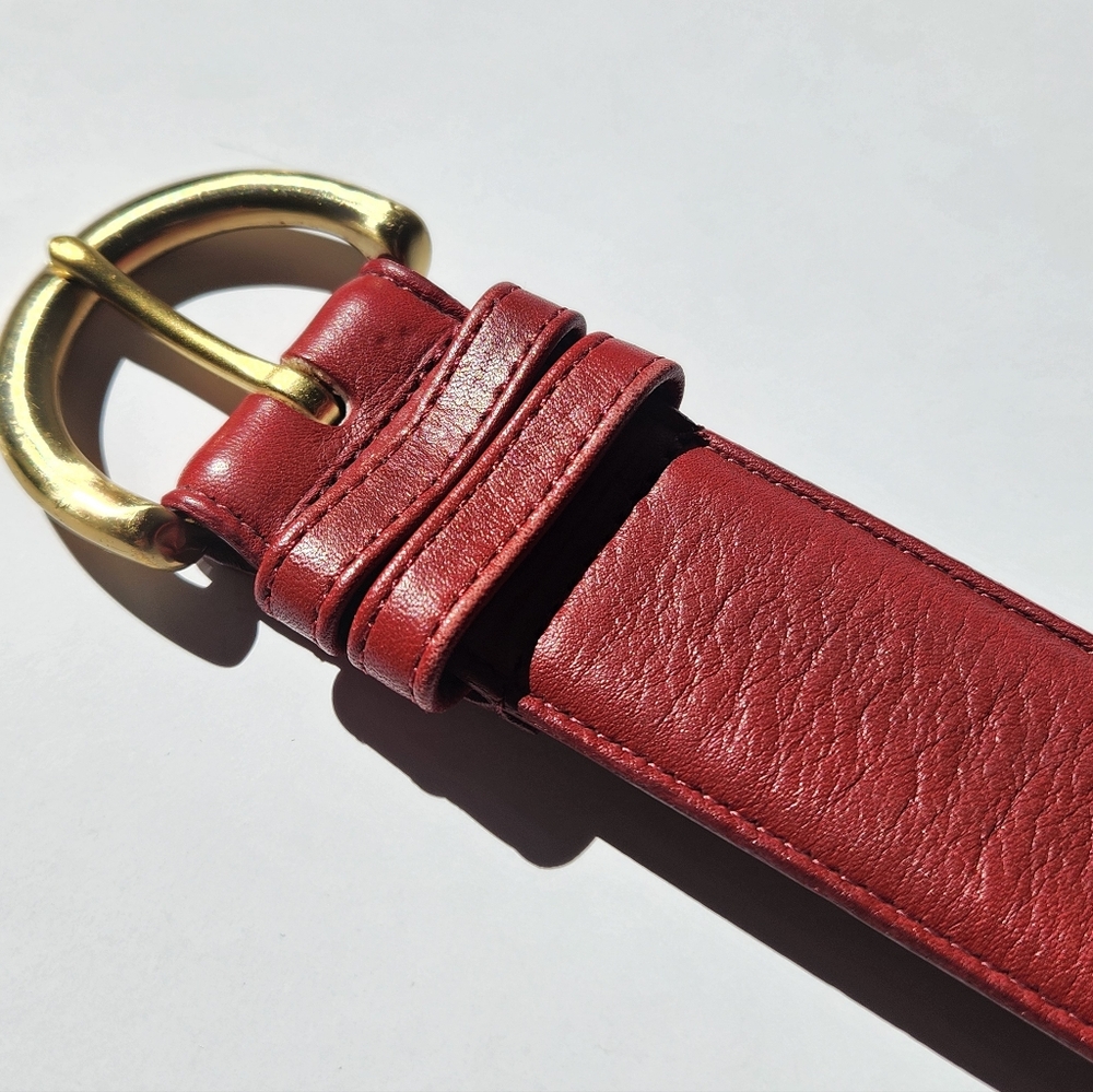 Coach Red Leather Belt with Gold Buckle - Picture 2 of 8